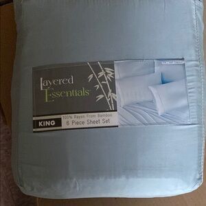 Essentials Blue King Sheet Set Soft Bedding